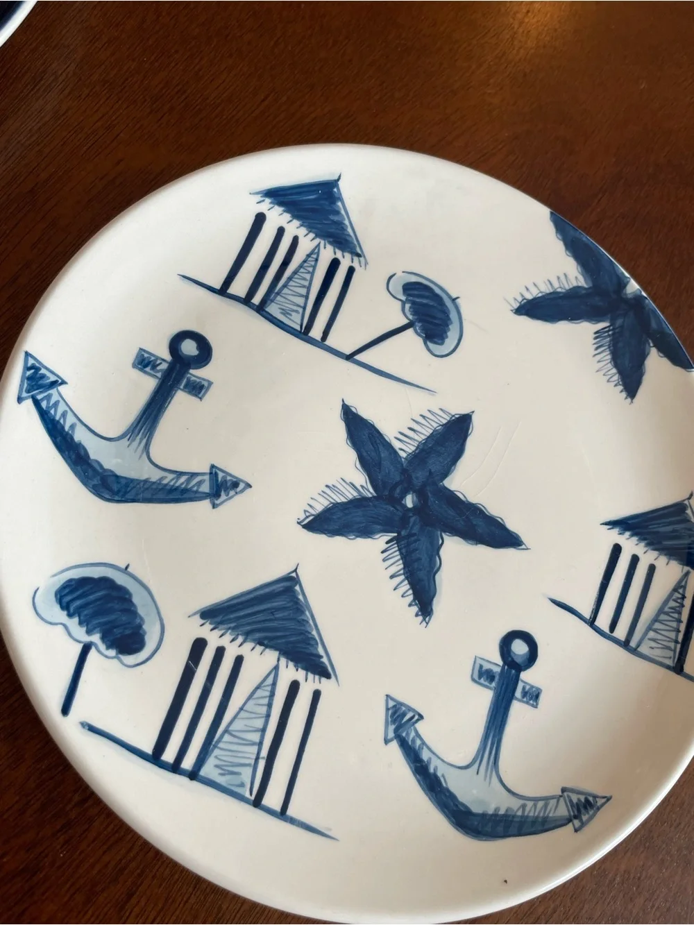 STARBUCKS HANDPAINTED NAUTICAL THEME Plates Set Beach Boat Ocean